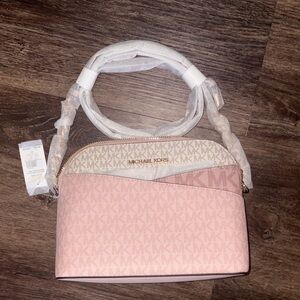 Michael Kors Two-Tone Pink Logo Dome Crossbody